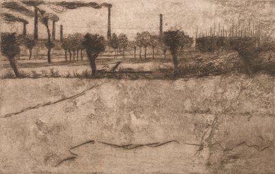 औद्योगिक संयंत्रों के साथ लैंडस्केप, 1909। द्वारा अम्बर्टो बोकोनि