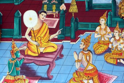 20151029, वियनतियाने, लाओस: वाट इनपेंग बौद्ध मंदिर। शाक्यमुनि बुद्ध की जीवन गाथा को दर्शाती पेंटिंग द्वारा अज्ञात