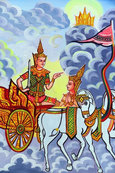 20151029, वियनतियाने, लाओस: वाट सी मुआंग (सिमुओंग) बौद्ध मंदिर। शाक्यमुनि बुद्ध की जीवन गाथा को दर्शाती पेंटिंग द्वारा अज्ञात