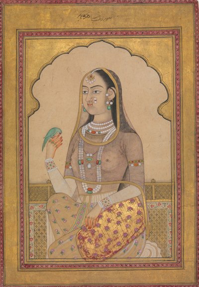 तोते के साथ बेज्वेल्ड मेडेन, सीए। 1670-1700। द्वारा अज्ञात