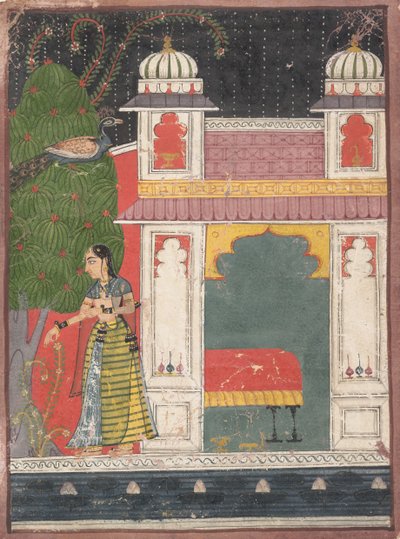 एक नायिका प्लकिंग ए फ्लावर: पेज फ्रॉम ए डिसपायर्ड नैयिकाबेड़ा, सीए। 1660-1680। द्वारा अज्ञात