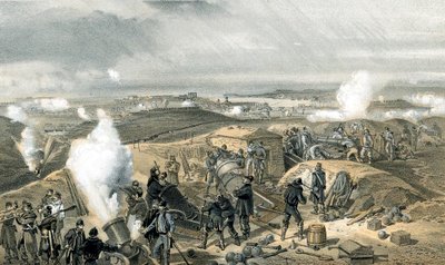 बैटरियों में एक गर्म दिन, क्रीमियन युद्ध, 1853-1856 द्वारा अज्ञात