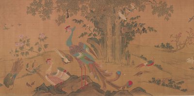 एक सौ पक्षी फीनिक्स की पूजा करते हैं, किंग राजवंश, 18वीं शताब्दी। द्वारा अज्ञात