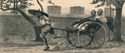 ए जिनरिक्शा, या चीनी हाथ गाड़ी, c1883। द्वारा अज्ञात