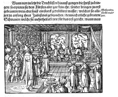 एस हर्बरस्टीन, 1579 द्वारा डाई मोस्कोकित्स्क क्रोनिका से ज़ार का एक भोजन द्वारा अज्ञात