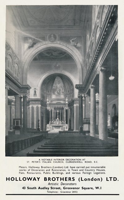 सेंट पीटर्स इटालियन चर्च, 1933 में एक उल्लेखनीय आंतरिक सजावट द्वारा अज्ञात