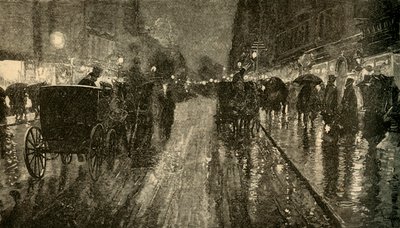 एक बरसात की रात। - स्ट्रीट लाइट बिजली से, 1882। द्वारा अज्ञात