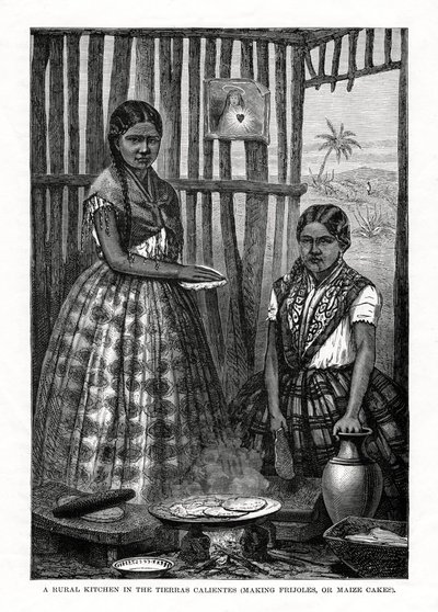 1877 में मेक्सिको के टिएरस कैलिएन्स में एक ग्रामीण रसोई द्वारा अज्ञात