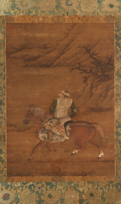 अपने घोड़े पर एक टार्टर व्याध, मिंग राजवंश, 15वीं शताब्दी। द्वारा अज्ञात