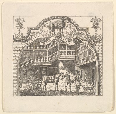 जॉन शॉ के लिए एक टैवर्न कार्ड, 1790। द्वारा अज्ञात