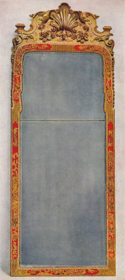 रेड लाह, c1720, 1936 से सजाए गए फ्रेम में c1720 का एक बहुत दुर्लभ पियर ग्लास द्वारा अज्ञात