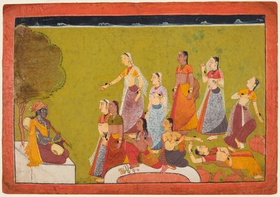 माधवन से पहले परमानंद में महिलाओं का एक समूह, एक माधवनमाला कामकंदला श्रृंखला से, c1700। द्वारा अज्ञात