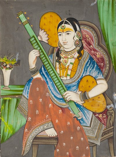 वीणा बजाती एक महिला, 19वीं सदी द्वारा अज्ञात