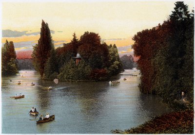 Bois de Boulogne, पेरिस में एक झील, c1900 द्वारा अज्ञात