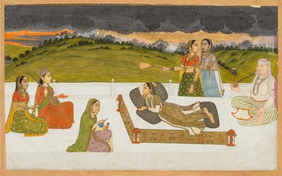 अटेंडेंट के साथ छत पर एक राजकुमारी, सी। 1730-1740। द्वारा अज्ञात