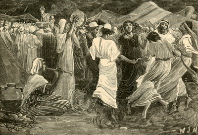 हारून और इसराएलियों ने बछड़े की पूजा की, 1890। द्वारा अज्ञात