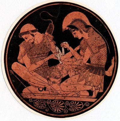 पैट्रोकलस के घाव को बंद करने वाली एकिल्स, c1900 द्वारा अज्ञात