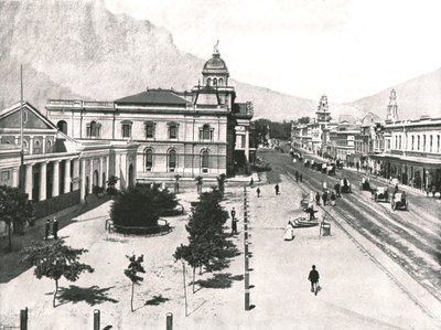 Adderley Street, वाणिज्यिक विनिमय और मानक बैंक, केप टाउन, दक्षिण अफ्रीका, 1895 के साथ। द्वारा अज्ञात