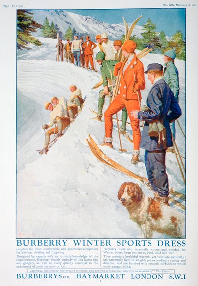 बरबरी विंटर स्पोर्ट्स ड्रेस के लिए विज्ञापन, 1928 द्वारा अज्ञात