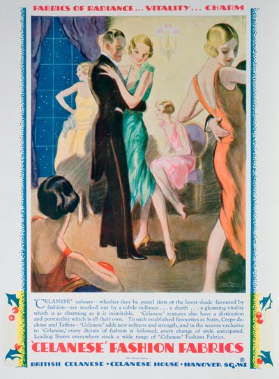 1928 में सेलानी फैशन फैब्रिक्स के लिए विज्ञापन द्वारा अज्ञात