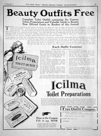 आइकिलमा टॉयलेट तैयारियों के लिए विज्ञापन, 1913 द्वारा अज्ञात