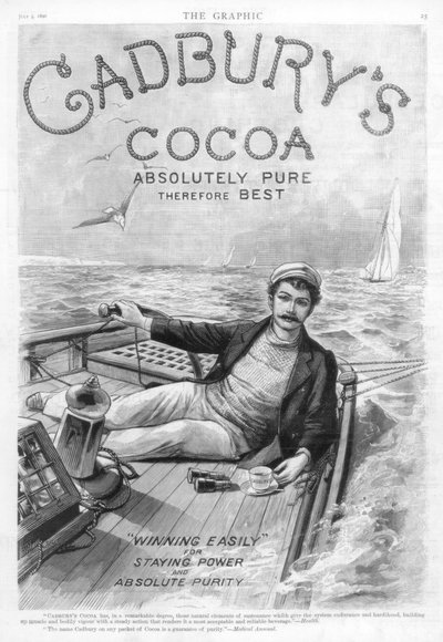 Cadburys कोको के लिए विज्ञापन, 1890। द्वारा अज्ञात