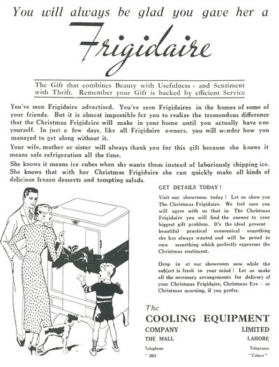 1936 में फ्रिगाइडियर फ्रिज का विज्ञापन। द्वारा अज्ञात