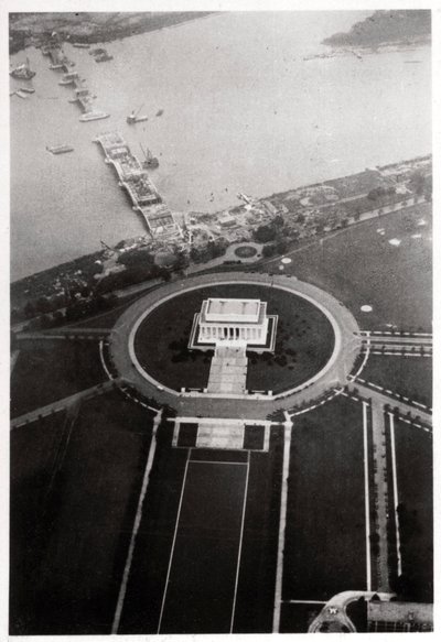 लिंकन मेमोरियल, वाशिंगटन डीसी, यूएसए का हवाई दृश्य, एक ज़ेपेलिन, 1928 1933 से द्वारा अज्ञात