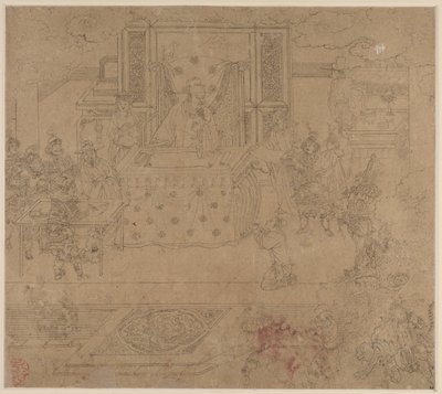 दाओवादी और बौद्ध विषयों का एल्बम: किंग्स ऑफ़ हेल्स: लीफ 30, 1200s। द्वारा अज्ञात