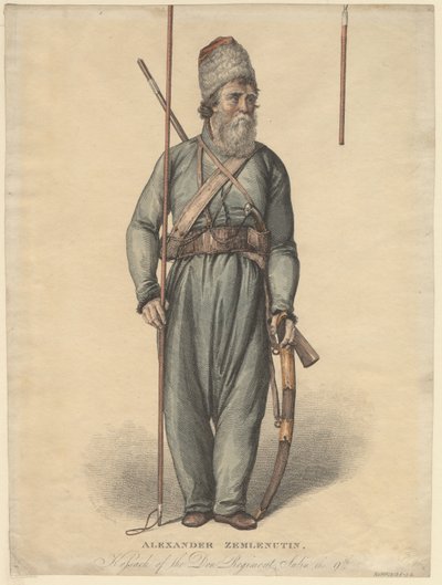 अलेक्जेंडर ज़िमलिनुखिन, डॉन रेजिमेंट का कोसैक, सीए 1813 द्वारा अज्ञात