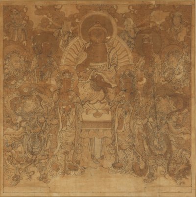 पश्चिमी स्वर्ग में अमिताभ बुद्ध की सभा, 18वीं सदी के अंत से 19वीं सदी की शुरुआत में। द्वारा अज्ञात
