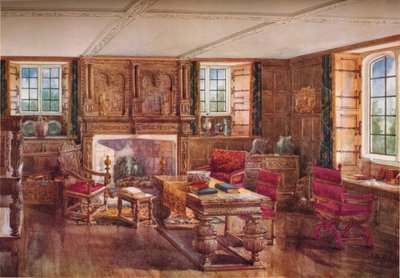 ए अलिज़बेटन लिविंग रूम, c19 वीं शताब्दी, 1923 द्वारा अज्ञात