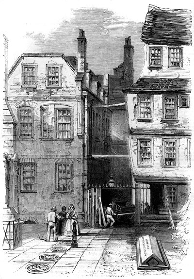मंदिर में प्राचीन घर, और ओलिवर गोल्डस्मिथ की कब्र, लंदन, 1860 द्वारा अज्ञात