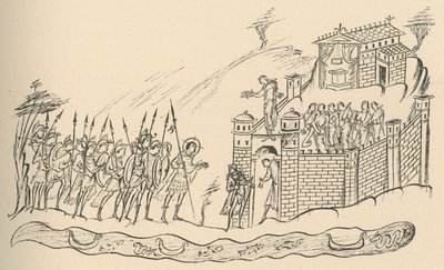 एंग्लो-सैक्सन वारियर्स एक किले, 1908 को मान्यता देते हुए द्वारा अज्ञात