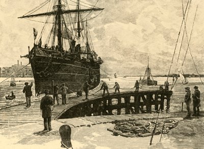 साउथेम्प्टन डॉक्स, 1898 में स्टीमर का आगमन। द्वारा अज्ञात
