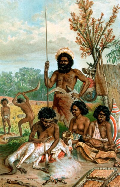 ऑस्ट्रेलियाई आदिवासी एक कंगारू, 1885-1888 में कसाई द्वारा अज्ञात