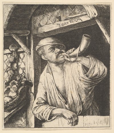 बेकर ब्लोइंग हॉर्न, 1610-85। द्वारा अज्ञात