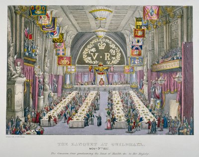 महारानी विक्टोरिया के सम्मान में गिल्डहॉल में भोज, लंदन शहर, 1837 द्वारा अज्ञात