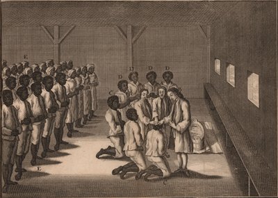 काले दासों का बपतिस्मा, 1757। द्वारा अज्ञात