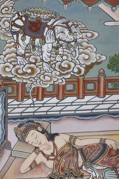 सिद्धार्थ गौतम के जन्म से पहले, उनकी मां ने एक सफेद हाथी का सपना देखा था, जो उन्हें कमल का फूल, सियोल, कोरी डू सूद भेंट कर रहा था। द्वारा अज्ञात
