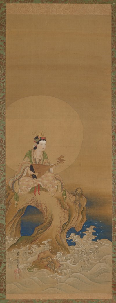 समुद्र के किनारे एक चट्टान पर बेंटेन, ईदो काल, 18वीं शताब्दी। द्वारा अज्ञात