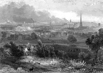 बर्मिंघम दक्षिण से धूम्रपान की चिमनी दिखाते हुए देखा गया, c1860 द्वारा अज्ञात