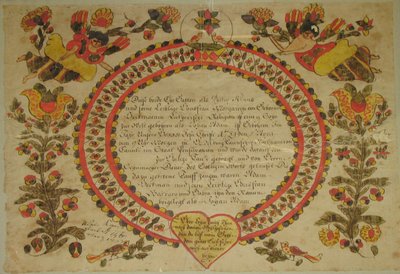 जन्म और बपतिस्मा प्रमाण पत्र, 1784। द्वारा अज्ञात