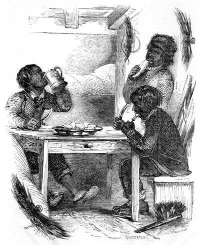 लड़का चिमनी अपने शाम के भोजन, 1861 को खा रहा है द्वारा अज्ञात
