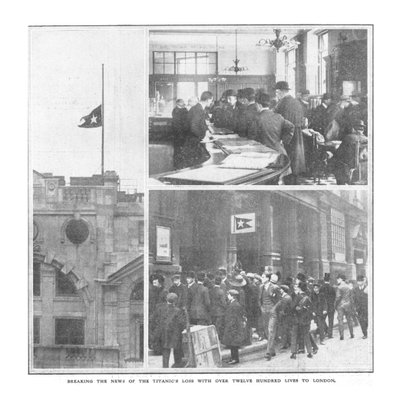 20 अप्रैल, 1912 को लंदन के लिए, बारह सौ से अधिक लोगों के साथ टाइटैनिक के नुकसान की खबर को तोड़ना। द्वारा अज्ञात