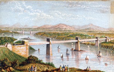 मेनै स्ट्रेट्स, वेल्स, c1850 के ऊपर ब्रिटानिया ट्यूबलर ब्रिज द्वारा अज्ञात