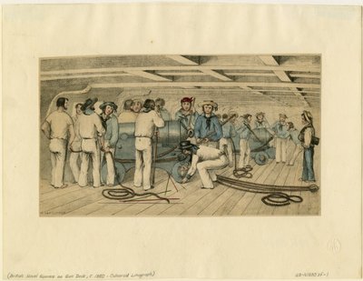 गन डेक पर ब्रिटिश नौसैनिक गनर, सी। 1850 द्वारा अज्ञात