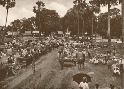 बर्मी अंतिम संस्कार। - प्रसाद के साथ कार्ट का जुलूस, 1900। द्वारा अज्ञात