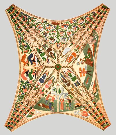 फ्लोडा चर्च, फ्लोडाफोर्स, सॉडरमैनलैंड काउंटी, स्वीडन, 1928 में छत की सजावट। द्वारा अज्ञात