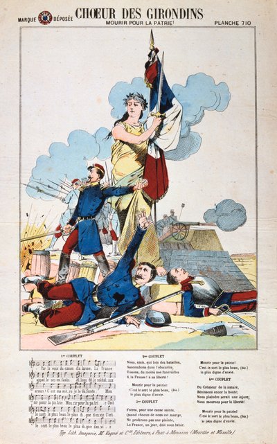गिरंडिन्स की चोइर, गीत पत्रक, फ्रेंको-प्रशिया युद्ध, 1870-1871। द्वारा अज्ञात